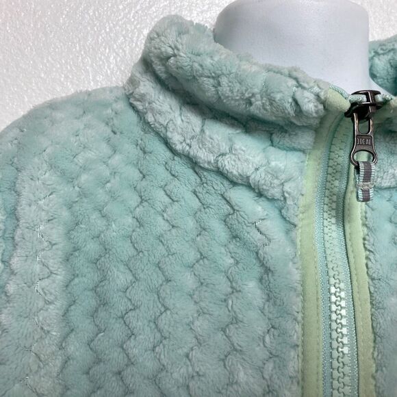 Columbia Plush Fuzzy Fleece Girls Jacket Medium 10-12 Seafoam Green Long Sleeves - Picture 3 of 11